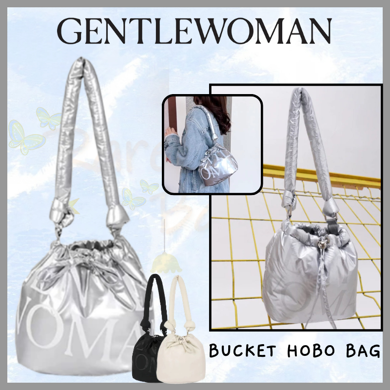 gentlewoman official GENTLEWOMAN BUCKET HOBO BAG Silver กระเป๋า สะพายข้าง Gentlewomen กระเป๋า แท้