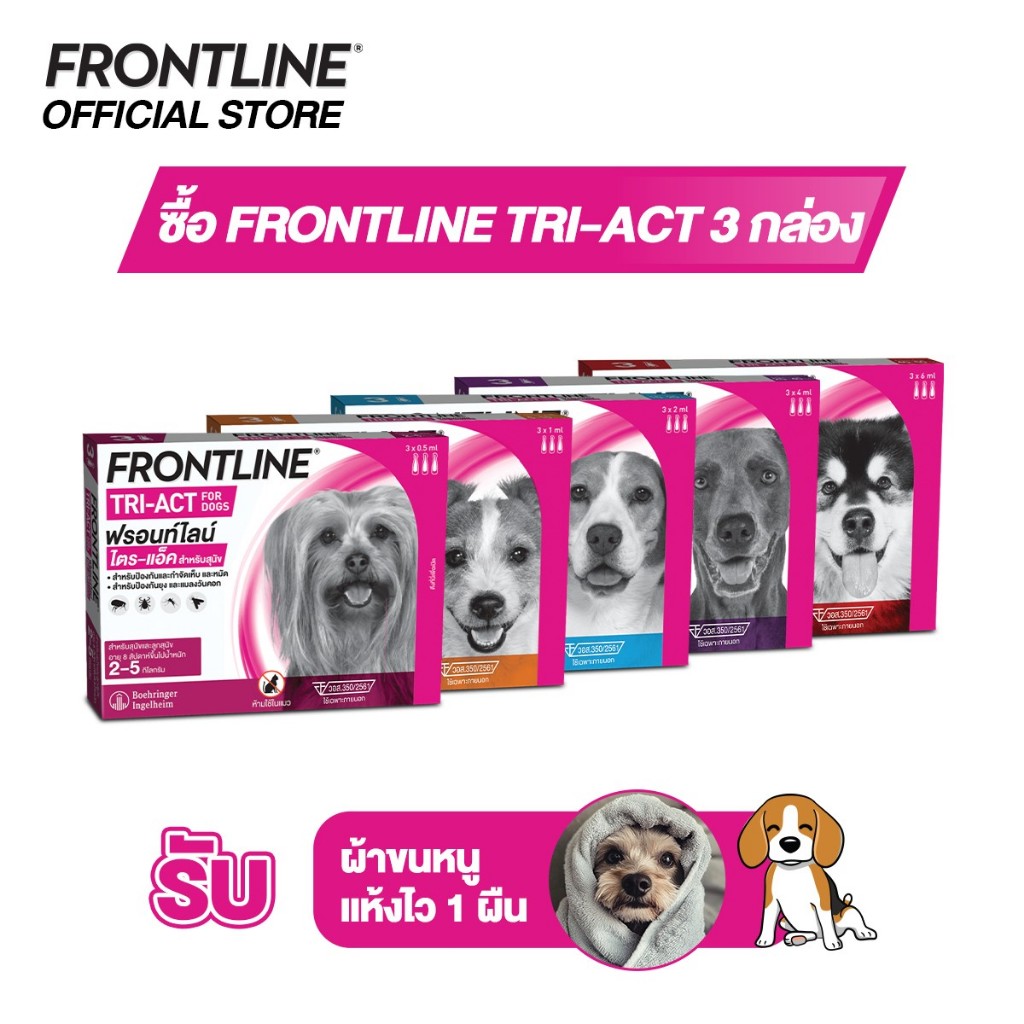 [ชุดสุดคุ้ม] Frontline Tri-Act 3 กล่อง รับผ้าขนหนูแห้งไว