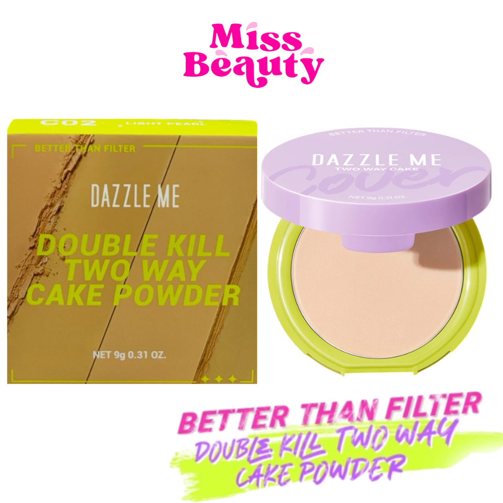 (ตลับ) DAZZLE ME Better than Filter Double Kill Two Way Cake Powder แป้งผสมรองพื้น เนื้อแมท ปกปิดขั้นเทพ 9 กรัม