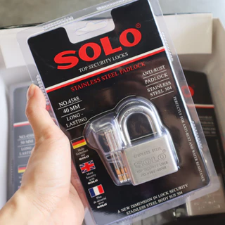 กุญแจสแตนเลส SOLO คอสั้น มีให้เลือกหลายขนาด กุญแจอย่างดี ระบบล็อคลูกปืน ป้องกันกุญแจผี ป้องกันการตัด แม่กุญแจ