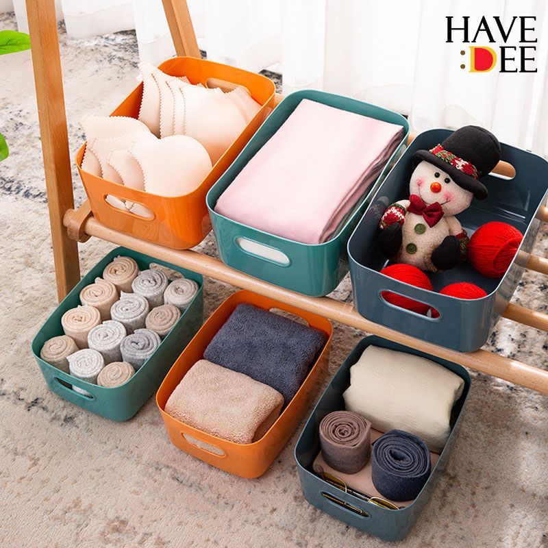 Havedee กล่องเก็บของ มี 3สี 2ขนาด กล่องพลาสติก ใส่ของ ตะกร้าเก็บของอเนกประสงค์ เก็บเครื่องสำอาง - รูปที่ 7
