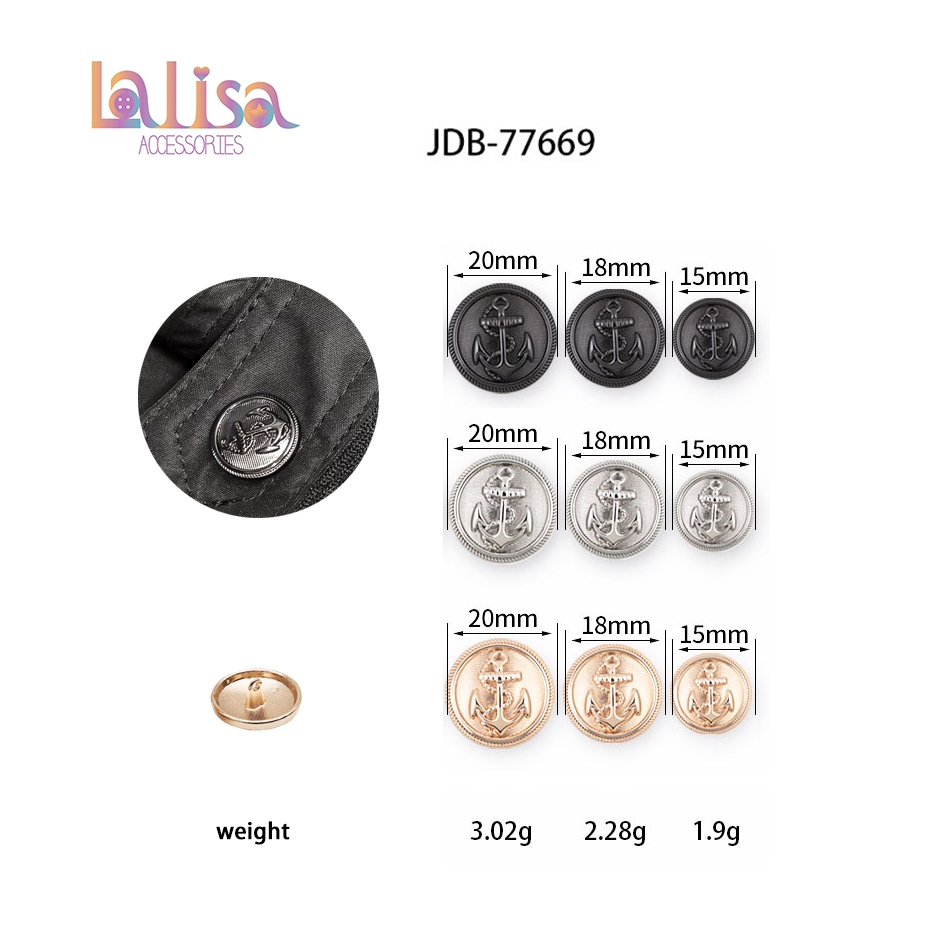 กระดุมรูปสมอเรือ ติดเสื้อสูท กระดุมวินเทจ กระดุมโลหะผสม alloy button (ฺB-1-F2,JDB-77669)
