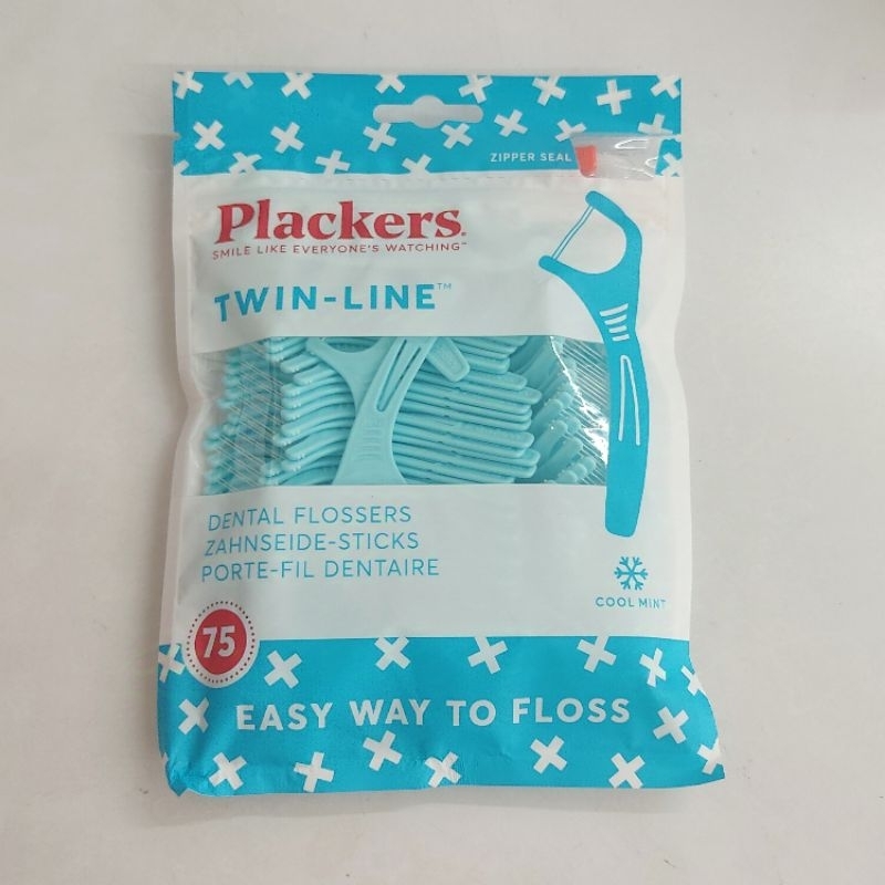 ไหมขัดฟันแบบมีด้ามจับ เส้นคู่ Plackers Flosser Twin Line 35 or 75 pcs/pack (พร้อมส่งฟรี จาก กทม.)