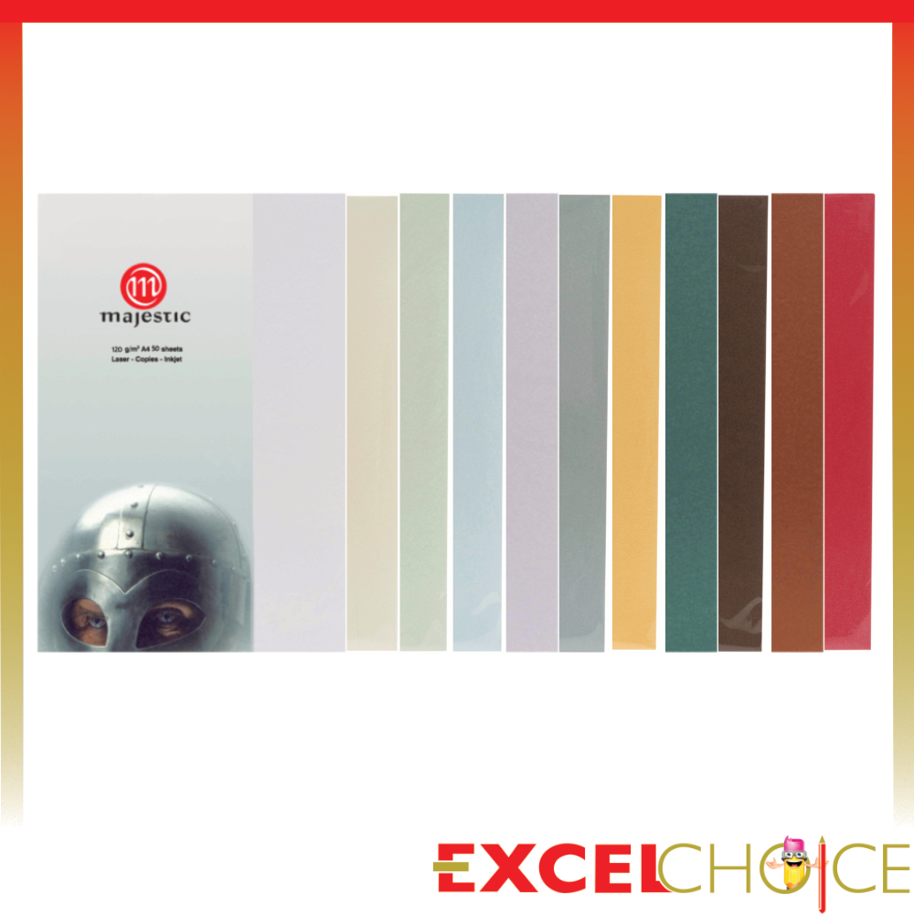 Majestic กระดาษสีประกายมุก A4 กระดาษสีถ่ายเอกสาร 120 แกรม, 50 แผ่น Metallic