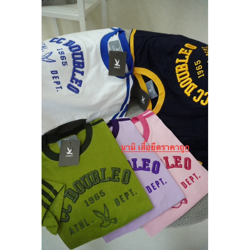 เสื้อยืดงานปักโค้ง ตีแถบแขน 5สี ผ้าคอตตอน ใส่สบายใส่ได้ทั้งชายและหญิง
