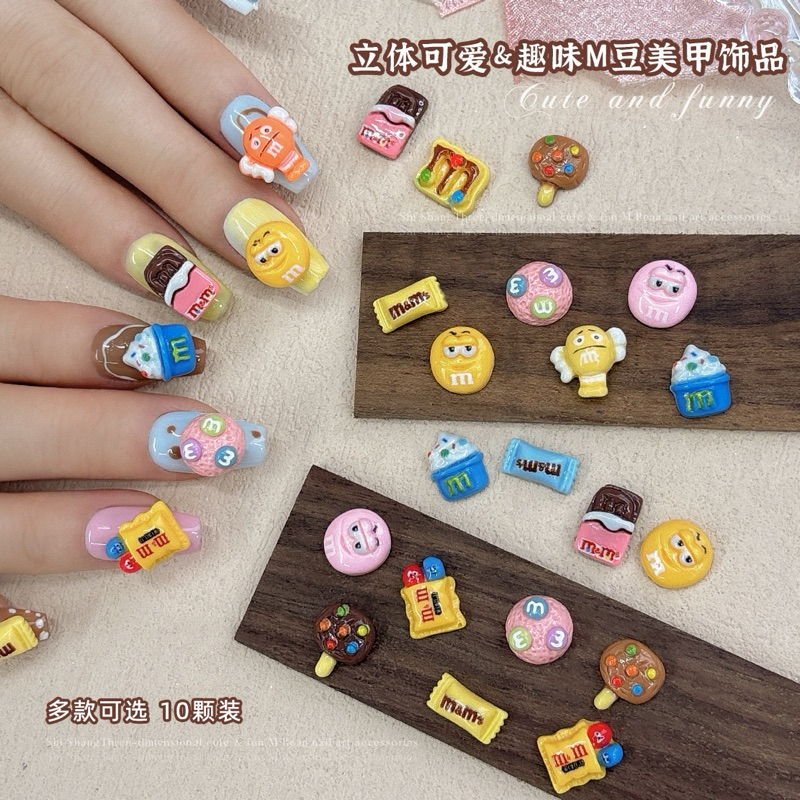 [10ชิ้น] เรซิ่นจิ๋วตัวการ์ตูน ของแต่งเล็บน่ารัก m&m ช็อคโกแลต ตัวตูนพาสเทล ตัวตูนน่ารักๆ