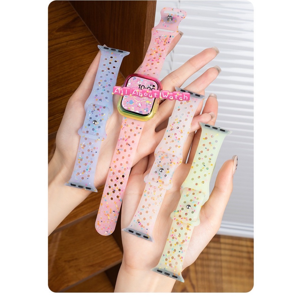 สายนาฬิกาแบบรู สะบัดสี งาน Art ใช้ได้กับ Smart Watch 10 9 8 7 6 5 4 3 2 1 Se Ultra 1 2  CD99 S9 H13m