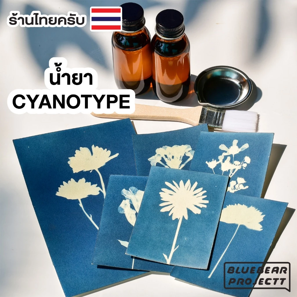 ชุดน้ำยาไซยาโนไทป์ Cyanotype แถมฟรีตัวอย่าง ภาพพิมพ์แสงอาทิตย์ทำเองได้ที่บ้านพร้อมคู่มือ