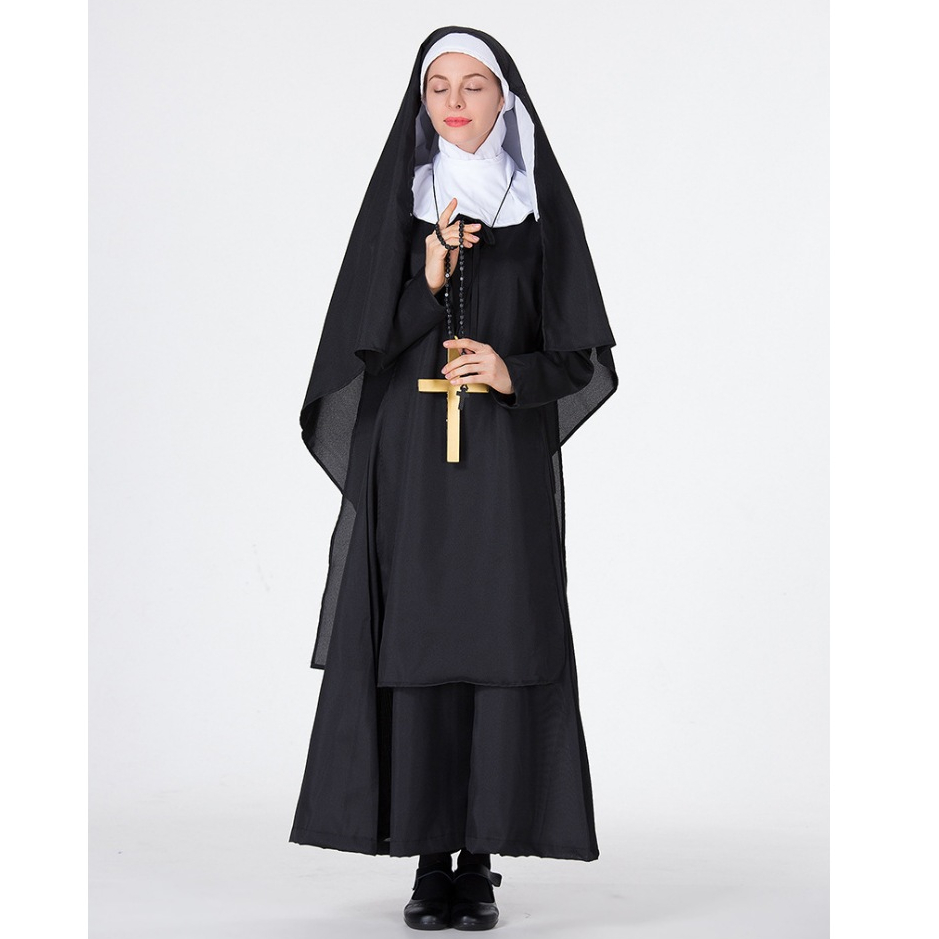 NEW072 ชุดแม่ชี <The nun> Nun Costume,Priest Halloween Costume ด่วนมีส่งGrabค่า
