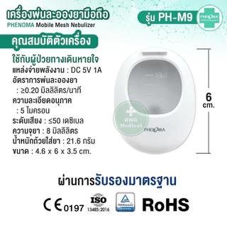 ใหม่ เครื่องพ่นยาเด็ก เสียบกับมือถือ PHENOMA เครื่องพ่นละอองยาเด็ก ผู้ใหญ่ Ultrasonic Mesh Nebulizer