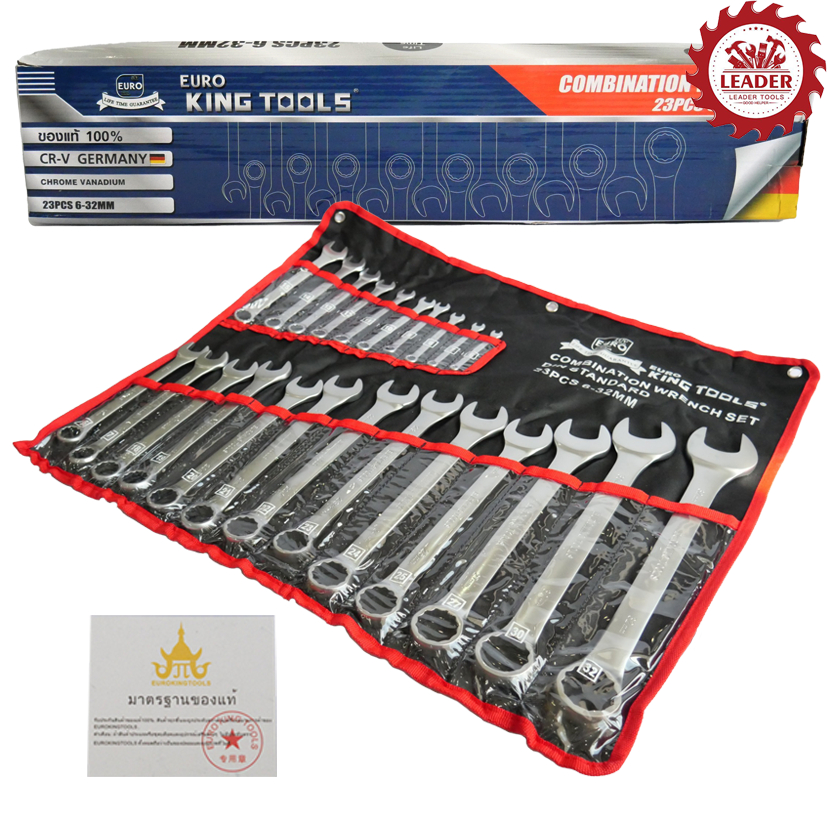 Euro King Tools ประแจปากตายแหวนข้าง ขนาด 6-32mm. 23 ชิ้น/ชุด เกรดเหล็ก CRV อุปกรณ์ครบตามรูปภาพ ของแท้ 100% – โปรปัง