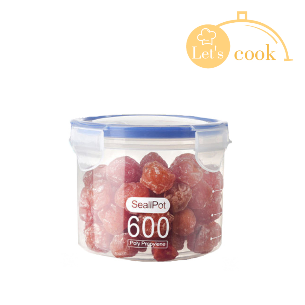 กล่องใส่เครื่องปรุง กล่องเก็บอาหาร กล่องพลาสติกใส 4ขนาด 600ml 800ml 1000ml 1500ml โถพลาสติกพร้อมฝาปิด Let's cook