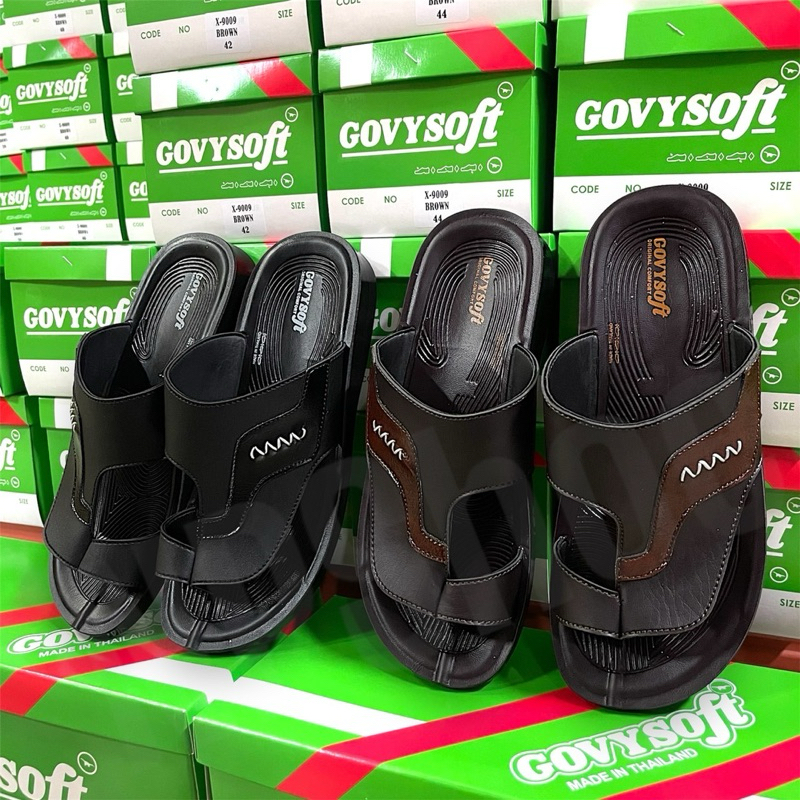 (ลูกค้าใหม่ราคา1บาท)🩴รองเท้าแตะรุ่นX9009ครีบโป้ง หูครีบ แตะแบบสวมนิ้วโป้ง🩴ยี่ห้อโกวี่govysoft พื้นpu