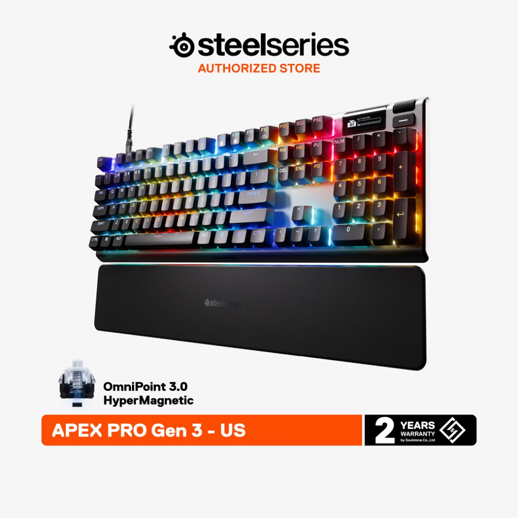 SteelSeries Apex Pro Gen 3 Gaming Keyboard คีย์บอร์ดเกมมิ่ง สวิตช์ OmniPoint 3.0 HyperMagnetic