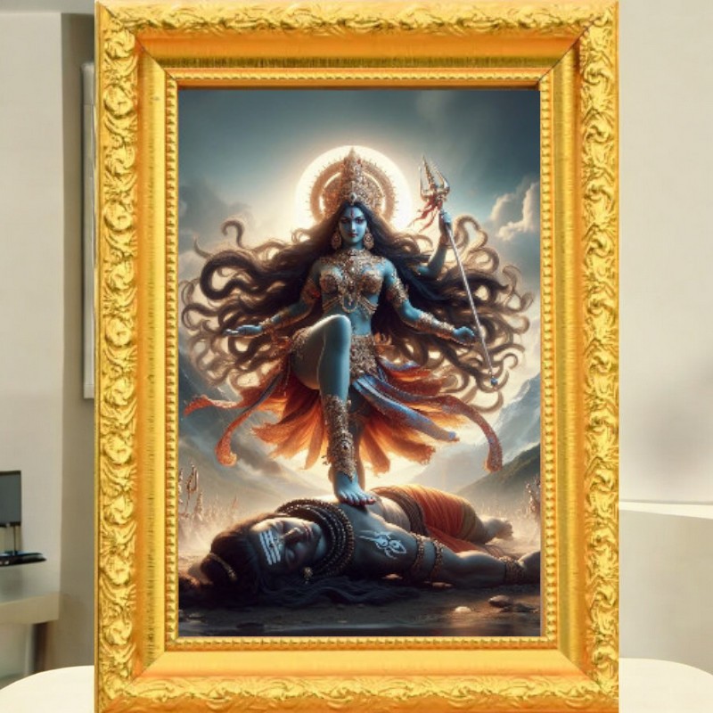 รูปภาพ รูปมงคล KE07 รูปพระแม่กาลี พระแม่กาลีเหยียบพระศิวะ ช่วยปัดเป่าให้มลายหายไป ผู้ที่มีโรคร้ายแรง