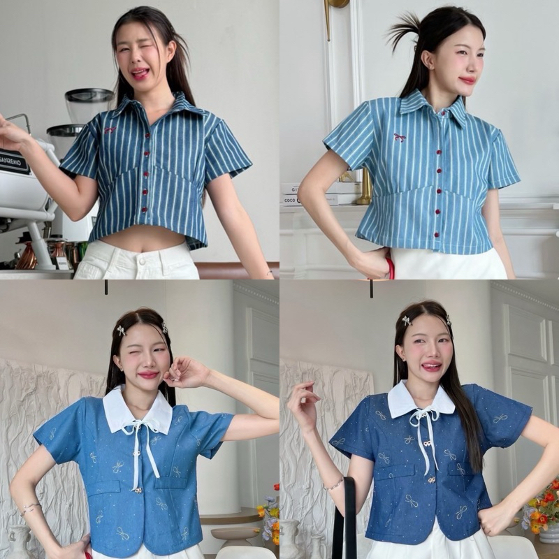 SUNDAY CROP เสื้อครอปผ้ายีนส์