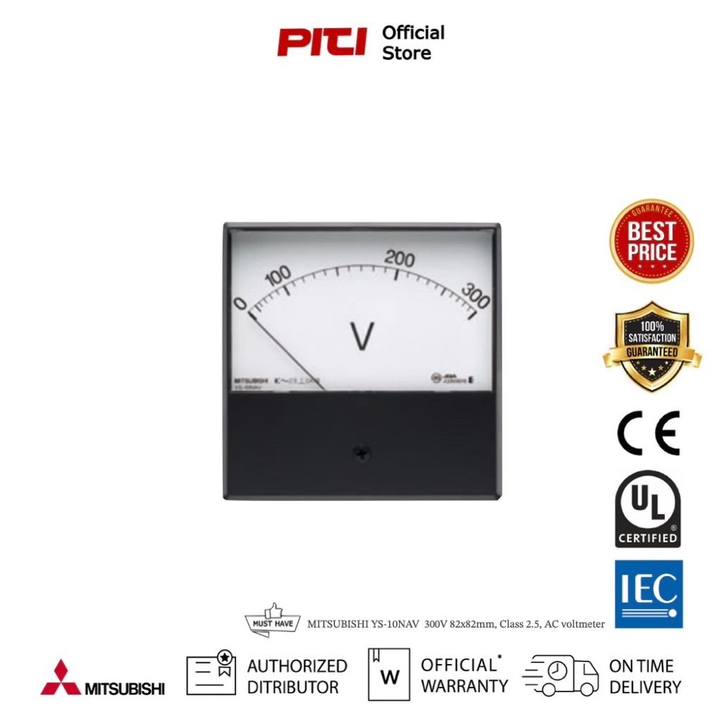 MITSUBISHI YS-10NAV  300V 102x102mm, Class 2.5, AC voltmeter