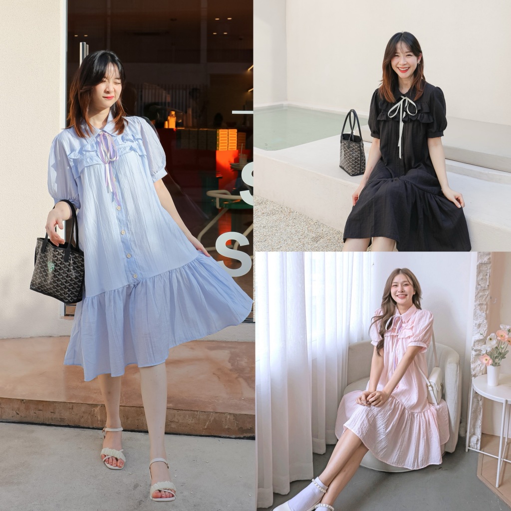 📍พร้อมส่ง1-2วัน📍 woody dress เดรสผู้หญิงมีกระดุมหน้าทรงoversizeไปคาเฟ่ เที่ยวทะเล ให้นมบุตร