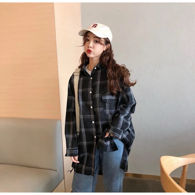 Shirt Bliss เสื้อแขนยาว ลายสก็อต จัดส่ง1-2วัน