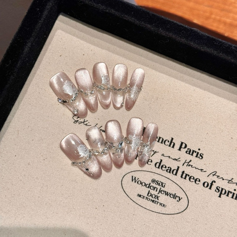 Handmade A2269เล็บปลอมPVCเล็บประดิษฐ์น้ำกระจกไล่โทนสีน้ำแข็งใสแมวตาส่องไฟแพทช์