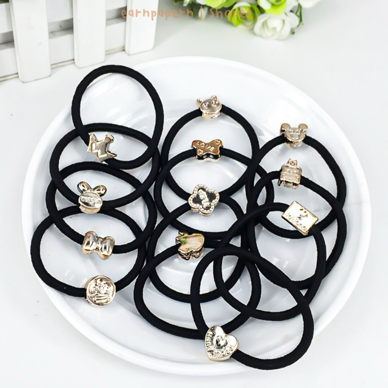 [พร้อมส่ง ] (5ชิ้น) ยางรัดผม[สุ่มลาย] มีจี้ตกแต่ง แข็งแรงทนทาน คุณภาพ