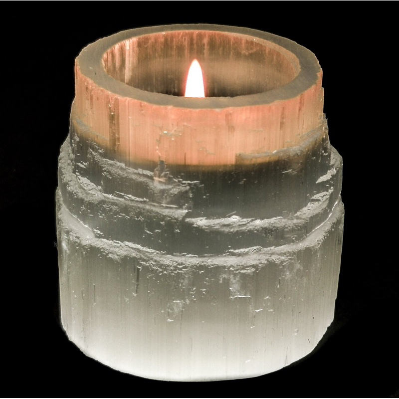 1 Pc Selenite Crystal Mountain Top Candle Holder Tea Light Candles Home Decor Natural Crystal Healin