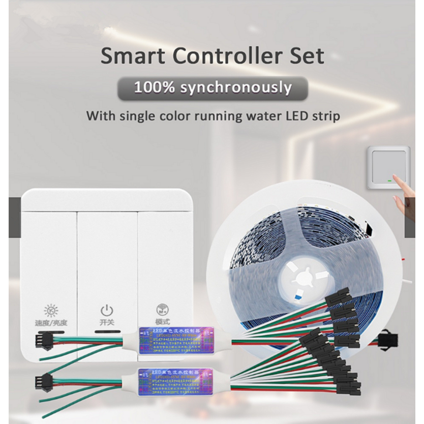 แถบไฟ LED แบบน้ำไหล 24V DC พร้อมตัวควบคุมแบบไร้สาย ไฟริบบิ้นแบบยืดหยุ่น 120 LEDs/M