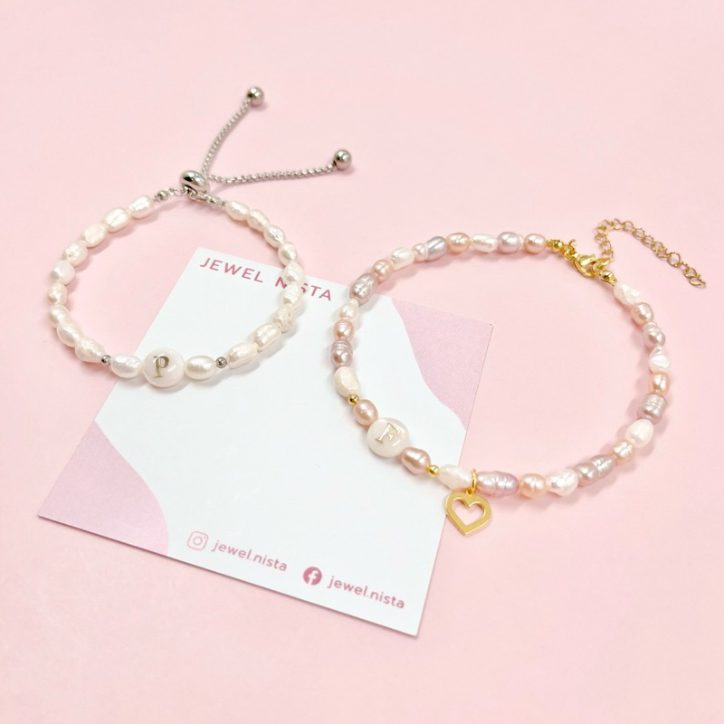 pearl bracelet กำไลมุกน้ำจืดแท้ เลือก ขนาด / จี้ได้ 🌟ทักแชทก่อนกดสั่ง  / ให้เป็นของขวัญได้น้า