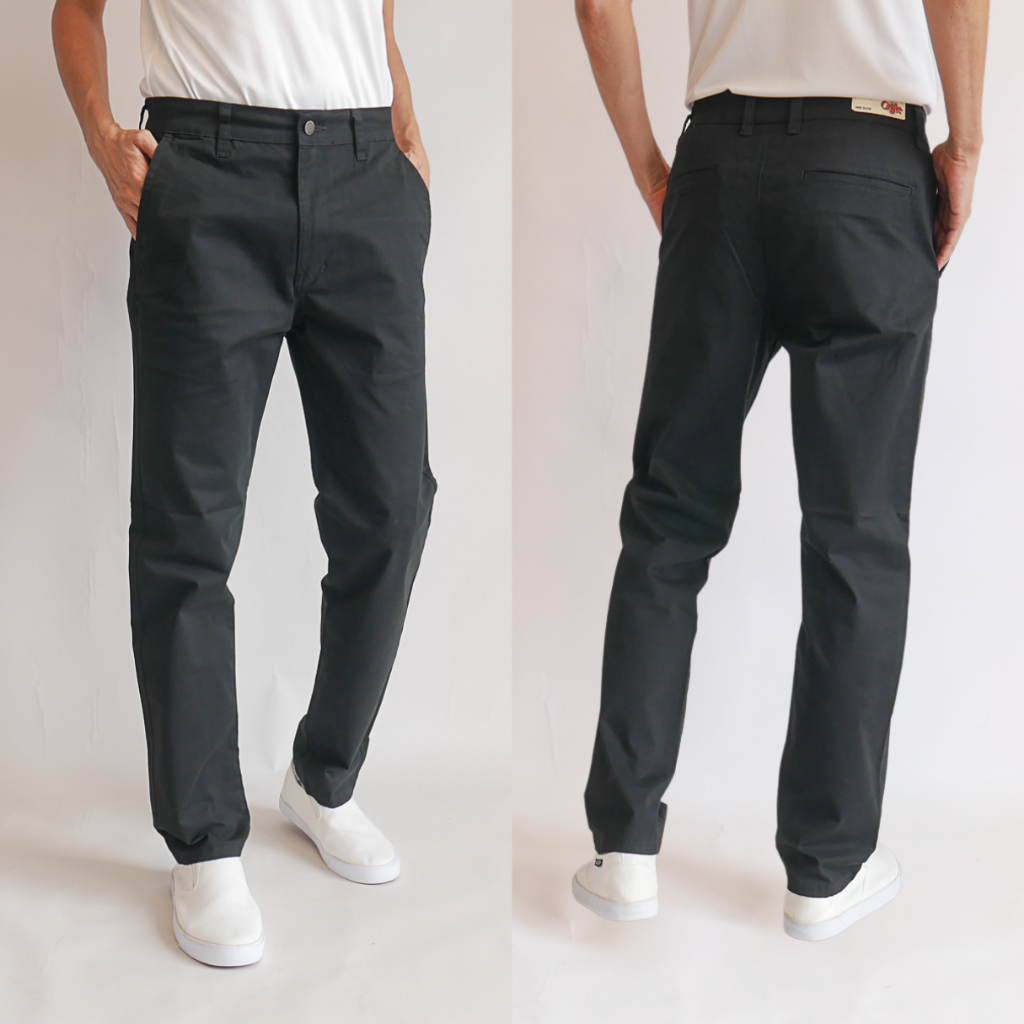 กางเกงชิโนผู้ชาย ผ้าคอตตอนยืดเกรดพรีเมื่ยม จากประเทศJapan ทรงกระบอกเล็ก สีดำ Ogle.812201