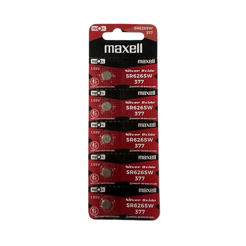 ถ่านนาฬิกาMaxell SR626SW/377 1.55V แผง5ก้อน ของแท้