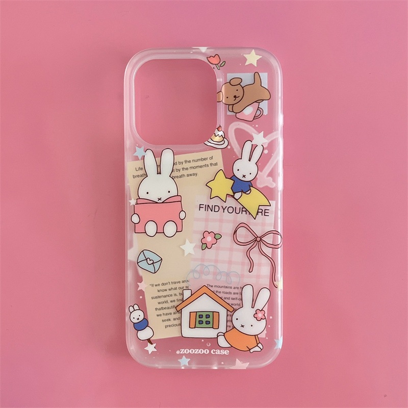 เคสใสขุุ่นลายกระต่ายขาว เคสไอโฟน พร้อมส่ง เคสสำหรับ IPHONE CASE 12-16PROMAX