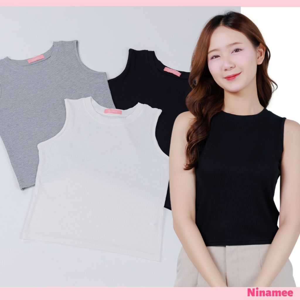Ninamee เสื้อคอเต่าแขนกุดซับใน อก32-42นิ้ว แขนกุดคอเต่า ผ้าเย็น ยืดหยุ่นเยอะ เสื้อซับในใส่สบาย
