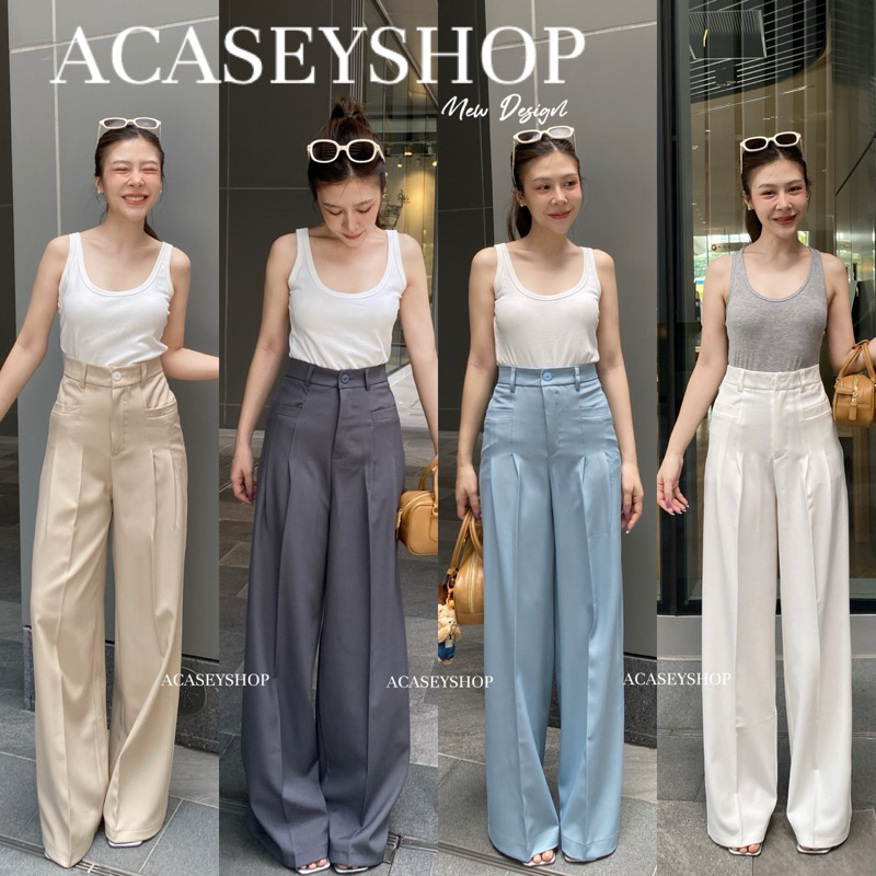 Acasey กางเกงขายาวผู้หญิง Nirin Pants กระบอกใหญ่ เอวสูงทรงสวยมาก ไซส์ S - XL