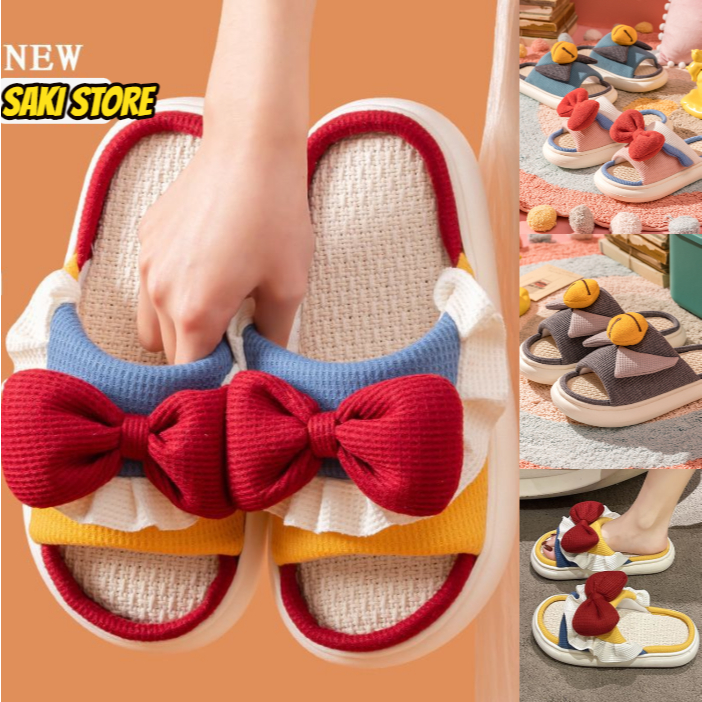 🎀เพิ่มสีใหม่🎀(SH-1-14) รองเท้าแตะลินินญี่ปุ่น รองเท้าใส่เดินในบ้าน สลิปเปอร์ slippers แบบหนา นิ่มใส่สบาย กันลื่น น่ารัก