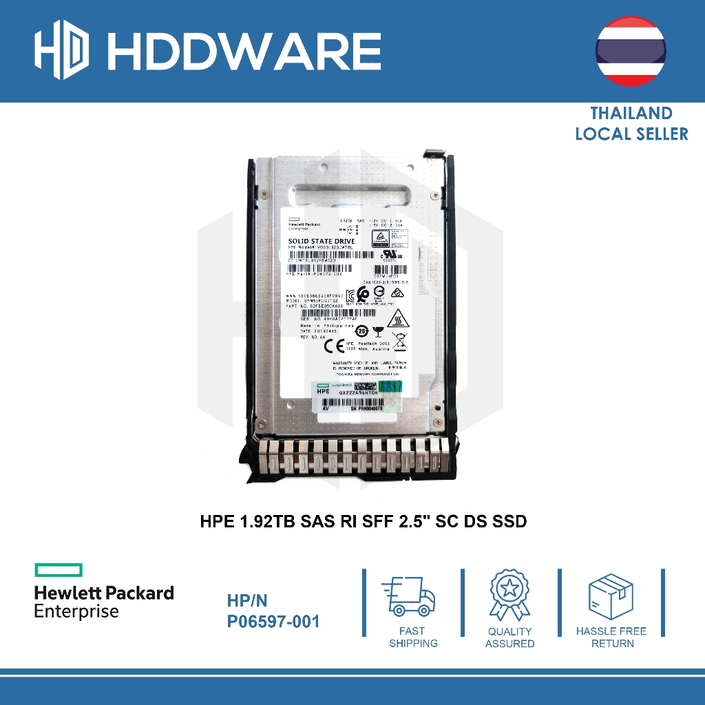 HPE 1.92TB SAS 2.5" RI SFF SC DS SSD // P06597-001 // P04519-B21 // KPM51RUG1T92 // SDFBE05CAA01 // 