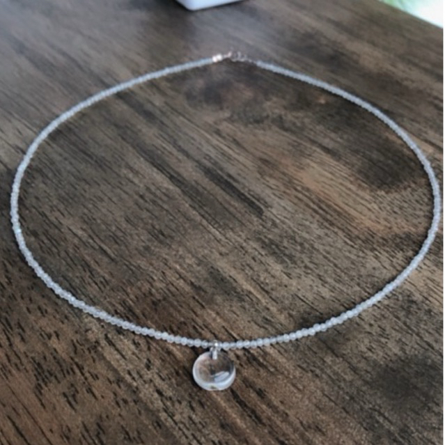 1 pc labradorite beads with moonstone pendant silver necklace 🤍🤍