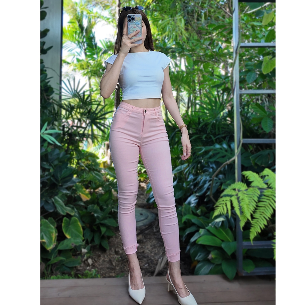 กางเกงยีนส์ ขายาว กางเกงยีนส์สกินนี่ ผ้ายืด ผ้ายีนส์ดีสวมใส่สบาย ขนาด ฟรีไซส์ มี 4 สี ให้เลือก 🚚 พร้อมจัดส่งในไทย 🚚 - รูปที่ 5