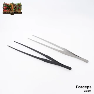 Forceps ฟอร์เซปปลายตรงและปลายงอ สีดำและสีเงิน ขนาด 27 cm. / 38 cm. ที่คีบสแตนเลส ปากคีบสแตนเลส