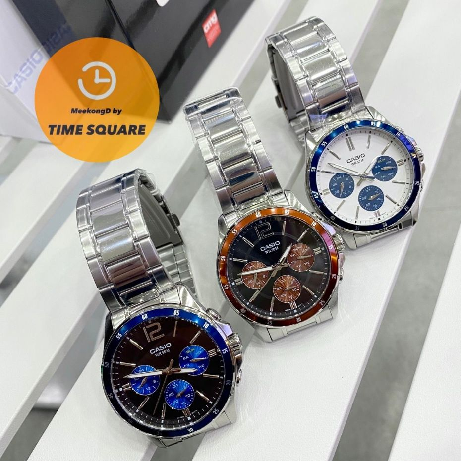 CASIO NEW MTP-1374D หน้าปัด43มม. นาฬิกาชาย สายสแตนเลส กันน้ำ50เมตร เรืองแสงได้ คาสิโอแท้ รับประกันศูนย์1ปี