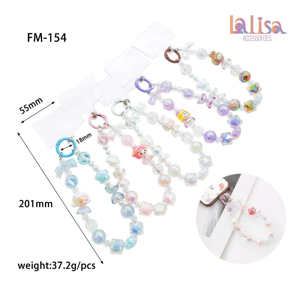 สายห้อยโทรศัพท์ สายข้อมือน่ารัก พวงกุญแจลูกปัด สายห้อยกระเป๋า key accessories FM-154