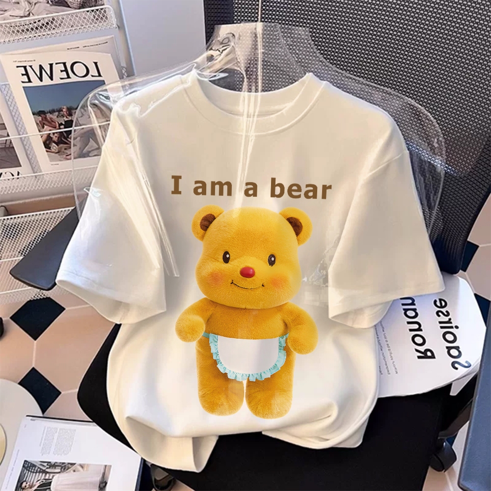 เสื้อเด็ก bear/แบร์ เสื้อยืด ลายการ์ตูนน่ารักหลวม แขนสั้น เสื้อผ้าบาง ทรงหลวม ผ้าฝ้าย เสื้อผ้าเด็ก เด็กผู้ชาย girl