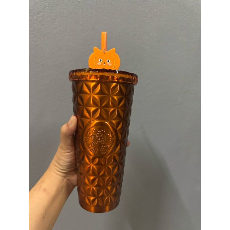 Starbucks Stainless Steel Halloween with Orange Cat Cold Cup 20oz