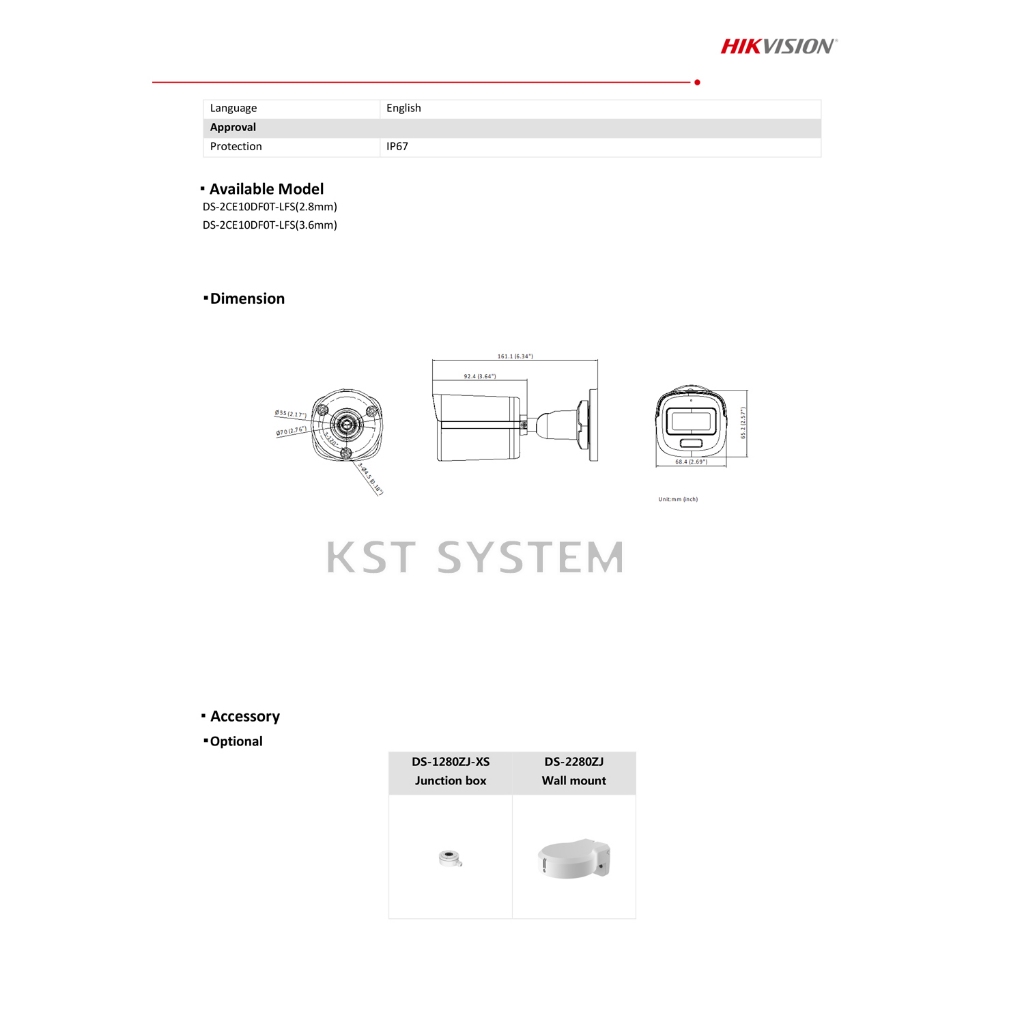 DS-2CE10DF0T-LFS (เลือกเลนส์) กล้องวงจรปิด Hikvision Smart Hybrid Light with ColorVu HDTVI 2MP (ไมค์)