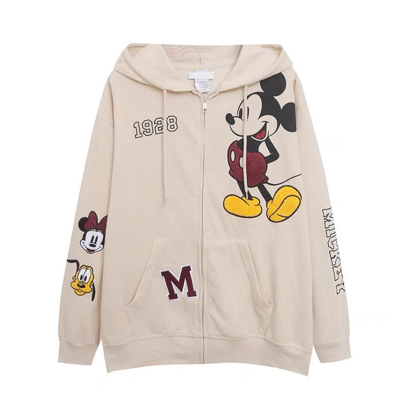MICKEY ZIPUP HOODIE เสื้อฮู้ด มิคกี้ สีครีม งานแท้ (TS285)