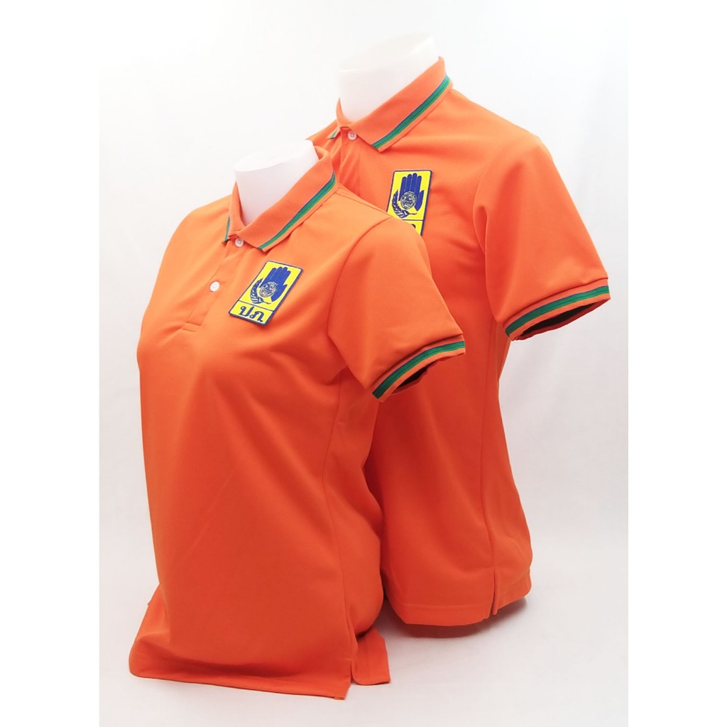 SALE เสื้อโปโลผ้าCoolTech สีส้ม กรมป้องกันและบรรเทาสาธารณภัย (ปภ.) (ชาย/หญิง) ใส่แล้วเย็นมาก