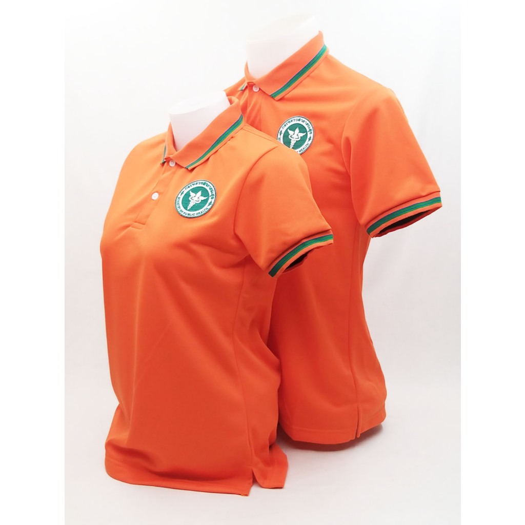 SALE เสื้อโปโลผ้าCoolTech สีส้ม กระทรวงสาธารณสุข (ชาย/หญิง) ใส่แล้วเย็นมาก!!!