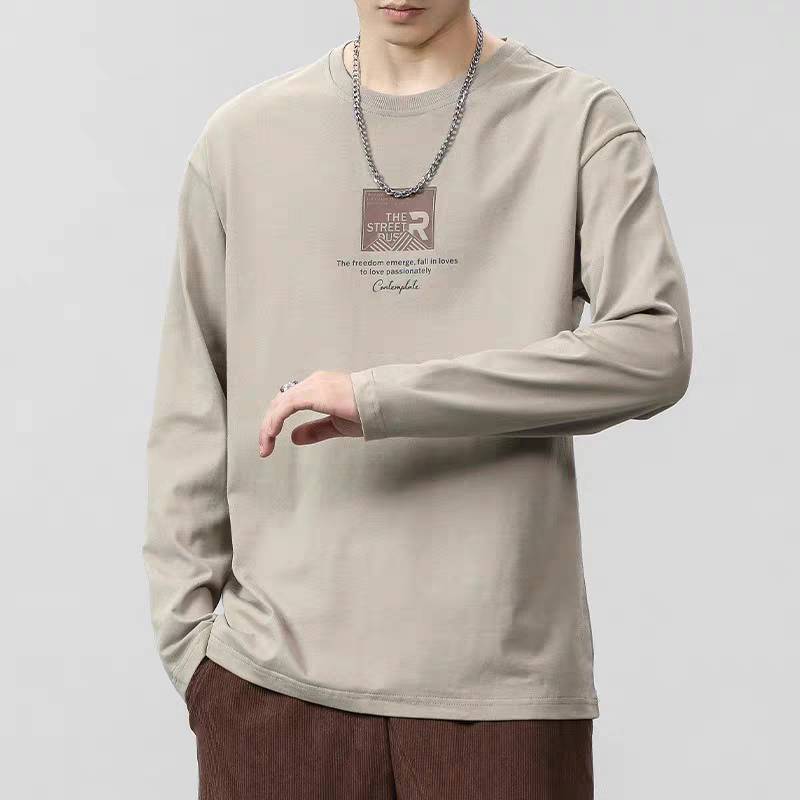 เสื้อยืดลําลองแฟชั่นสําหรับผู้ชายเสื้อยืดแขนยาวคอกลมพิมพ์ลายทันสมัย สุดเท่ห์ TSH-075Man Clothing ลำลอง