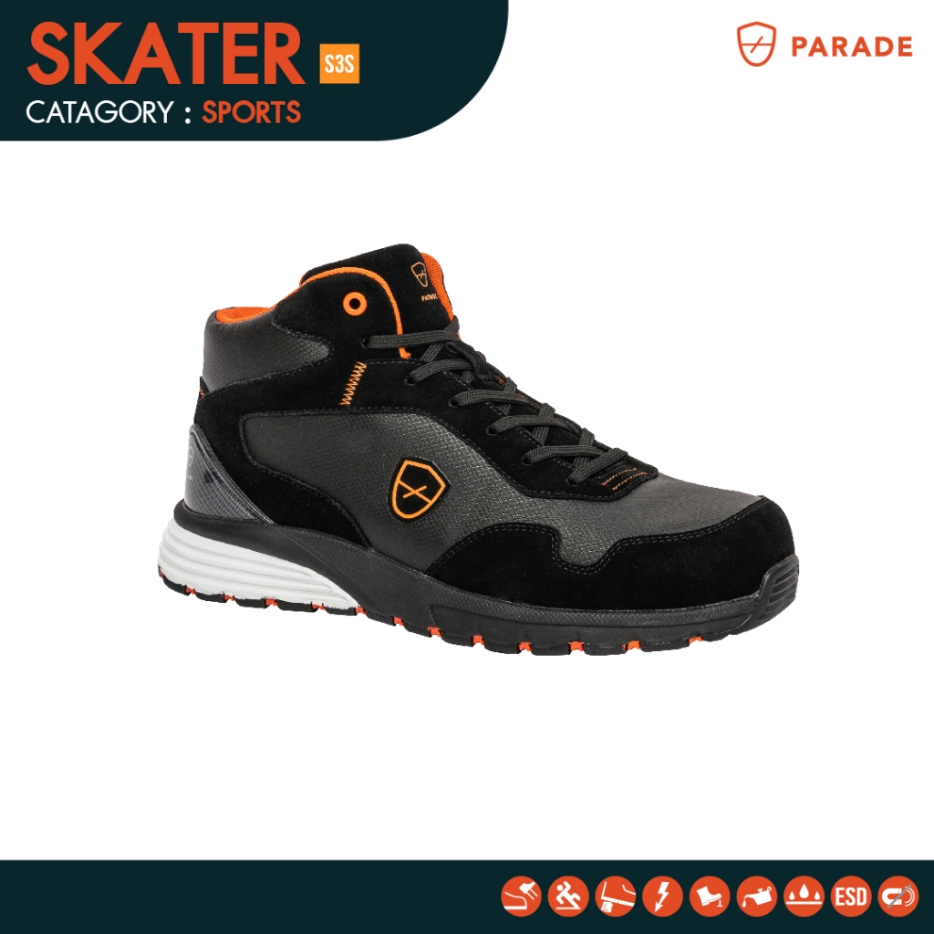 รองเท้าเซฟตี้ Parade รุ่น SKATER หัวคอมโพสิต ยึดเกาะพื้นได้ดี