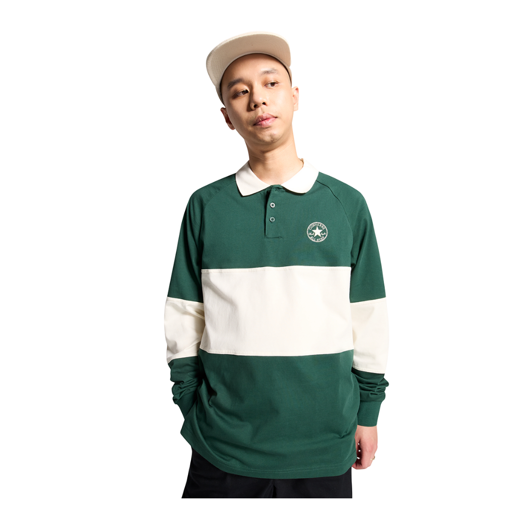 CONVERSE เสื้อ MARQUIS RETRO RUGBY POLO GREEN ผู้ชาย 1327563AM_H4GNXX ( 10027563-A01 )