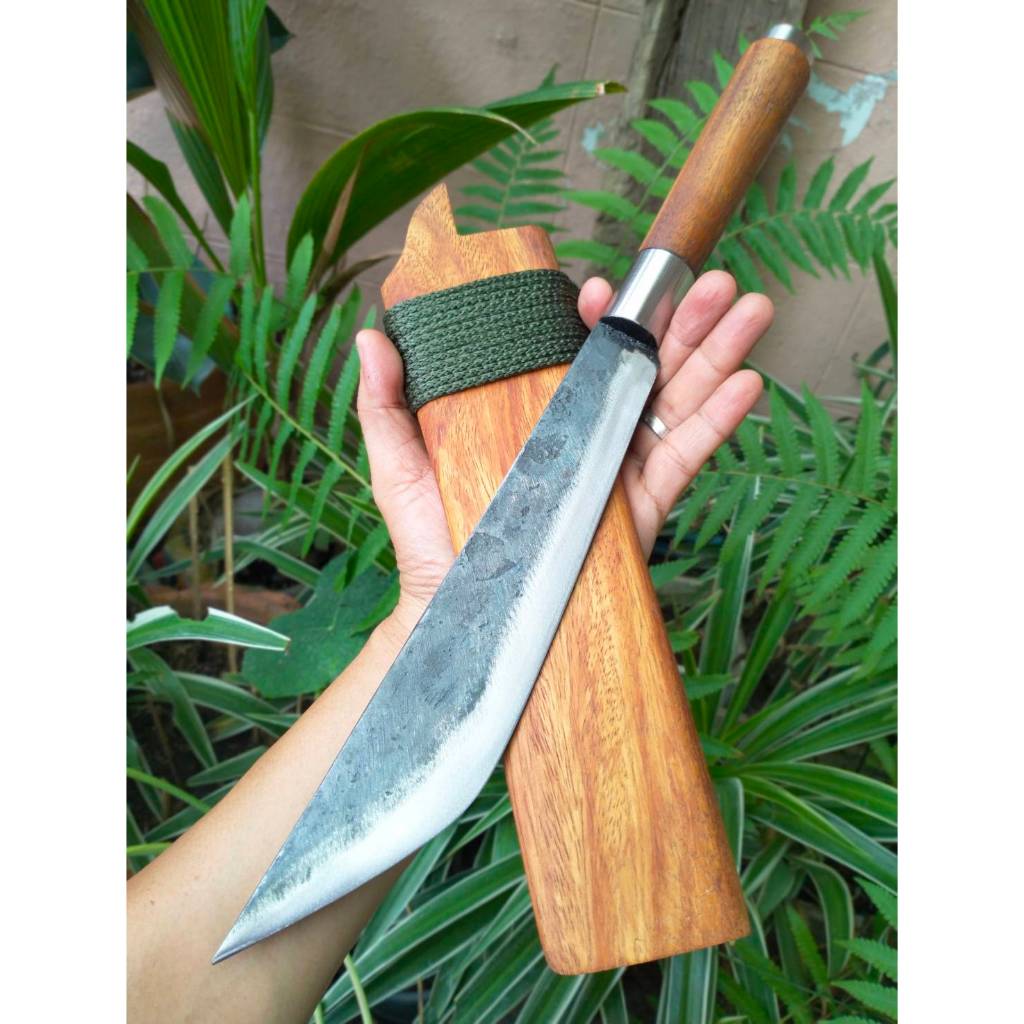 มีดลาบ มีดเหน็บ E-Nep มีดเดินป่า มีดแคมป์ 9.8” SUP9 ตีร้อนชุบแข็ง ผิวไฟ ด้ามฝักประดู่ คอ-ท้ายด้ามสแต